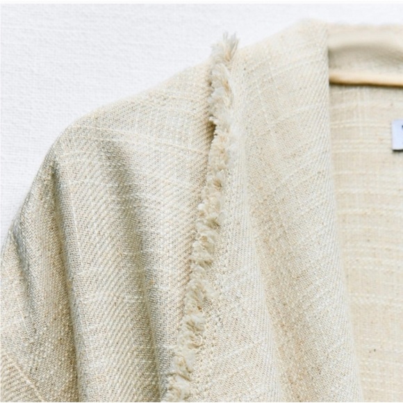Zara Frayed Rustic Linen Blend Trench Coat NWT XS-S - Picture 3 of 6